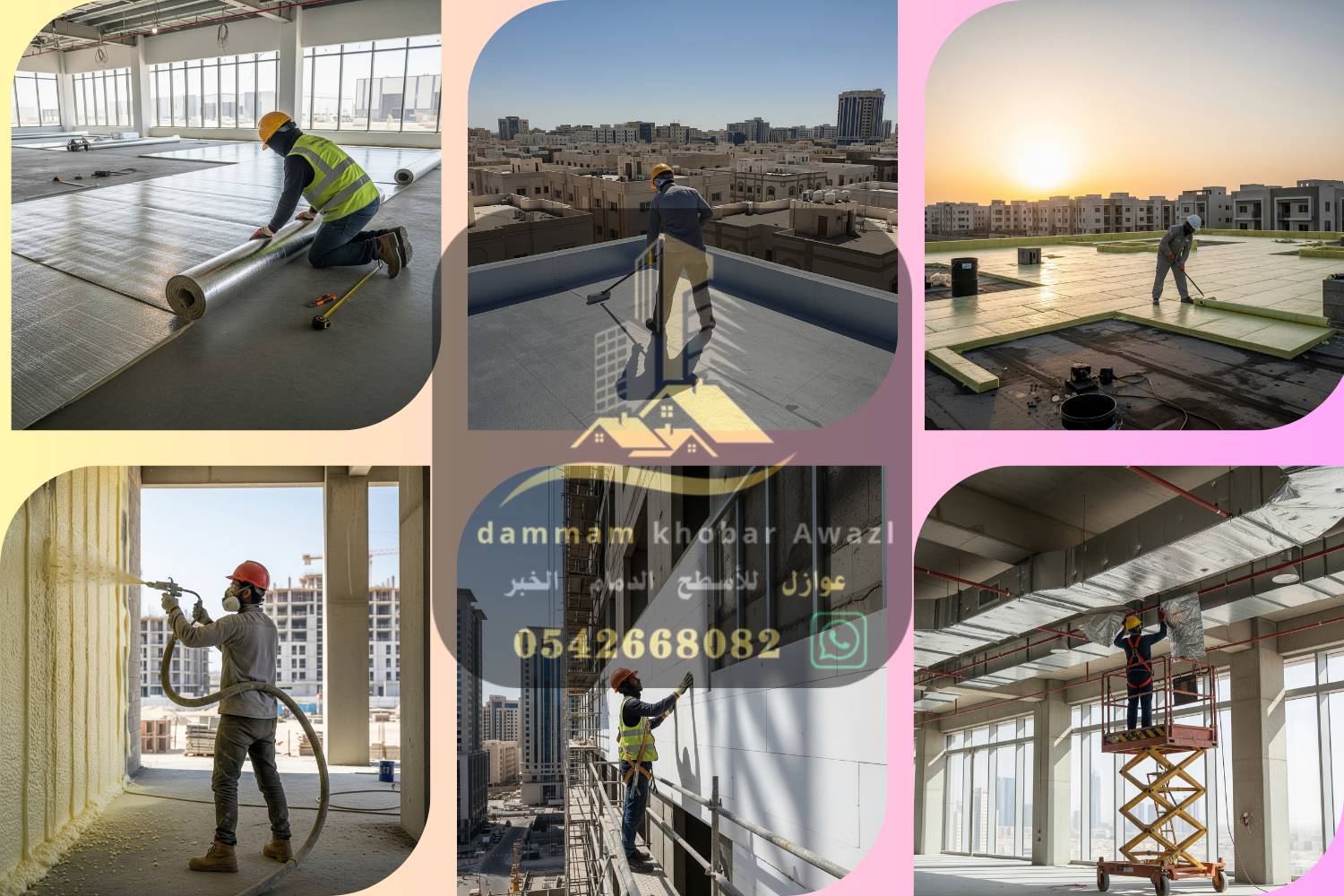 صورة توضح عمليات العزل الحرارى والمائى المختلفة